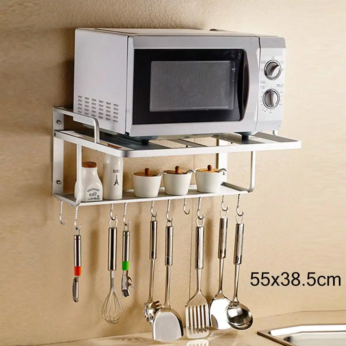  Double Wall Mounted Oven Rack Anti-rust Non-slip Space Aluminum Microwave Bracket Kitchen Storage R - 4000218770212