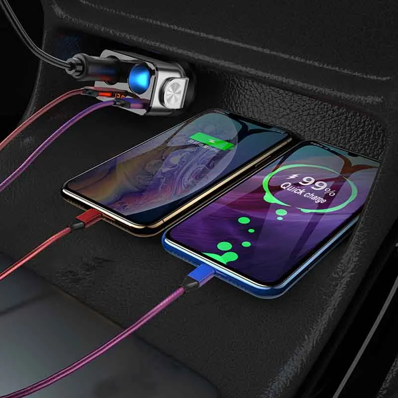 Автомобильный прикуриватель 12 в 24 USB зарядное устройство QC 3 0 быстрая зарядка
