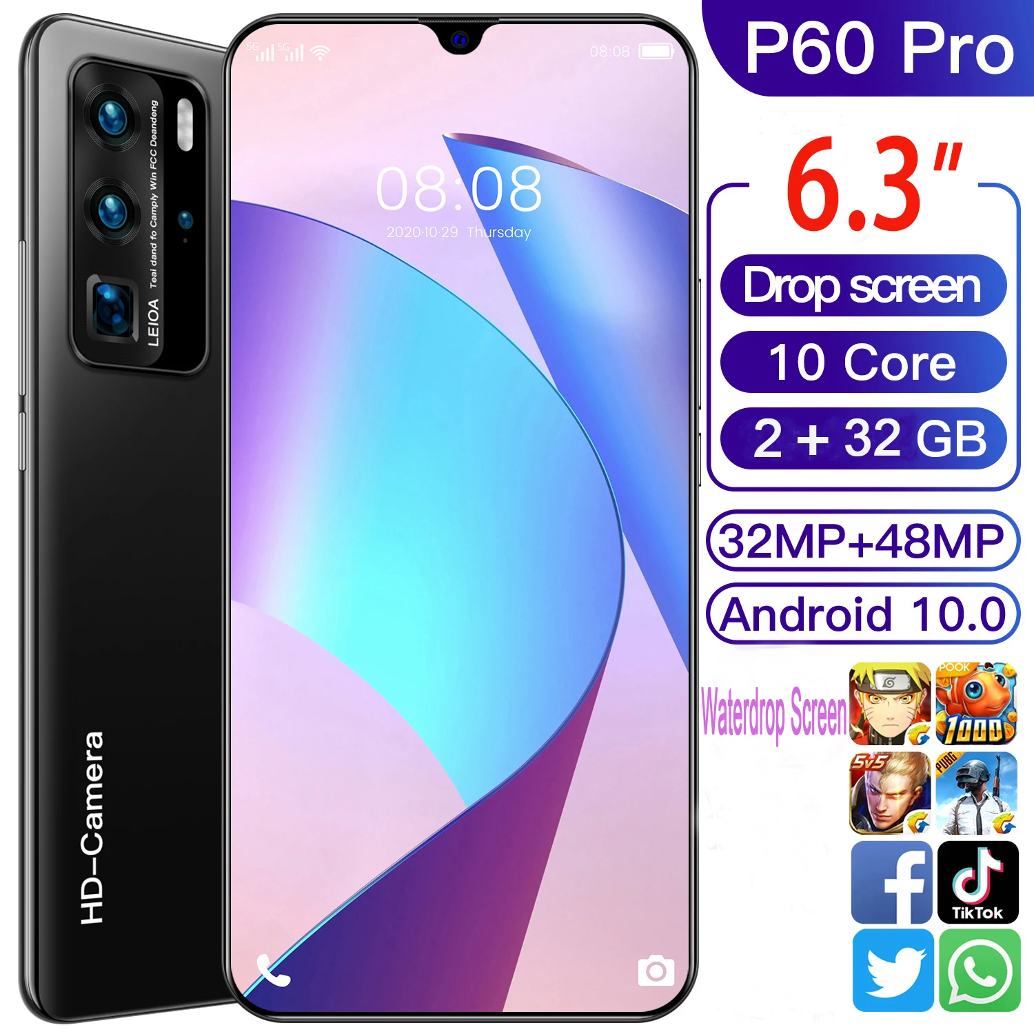 2G RAM+32GB ROM SOYES P60 Pro SmartphoneAndroid 10.0 Dual SIM Card Cellphone 5600mAh Global Version Mobile Phones GSM WCDMA
