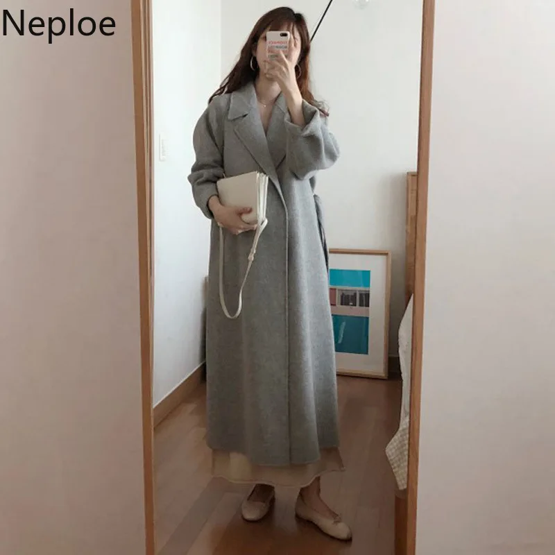 Neploe/Корейская тонкая приталенная Верхняя одежда со шнуровкой, зимнее пальто для женщин, свободная мягкая Элегантная куртка с длинными рукавами, толстая Casaco Feminino 46488