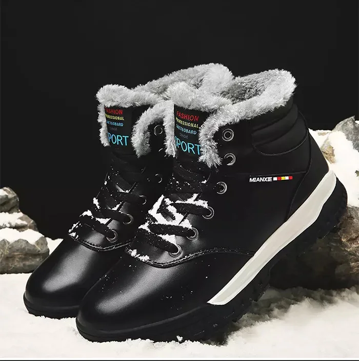 Мужская зимняя походная обувь водонепроницаемые кожаные альпинистские горные ботинки теплые меховые уличные кроссовки Большие размеры 39-48 треккинговые зимние ботинки