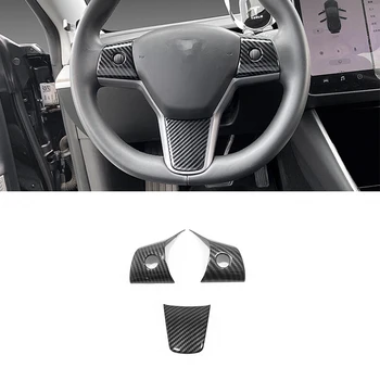 

For Tesla Model 3 Model3 2017 2018 2019 2020 accessories ABS Chrome Car steering wheel trim control button frame cover Sticker