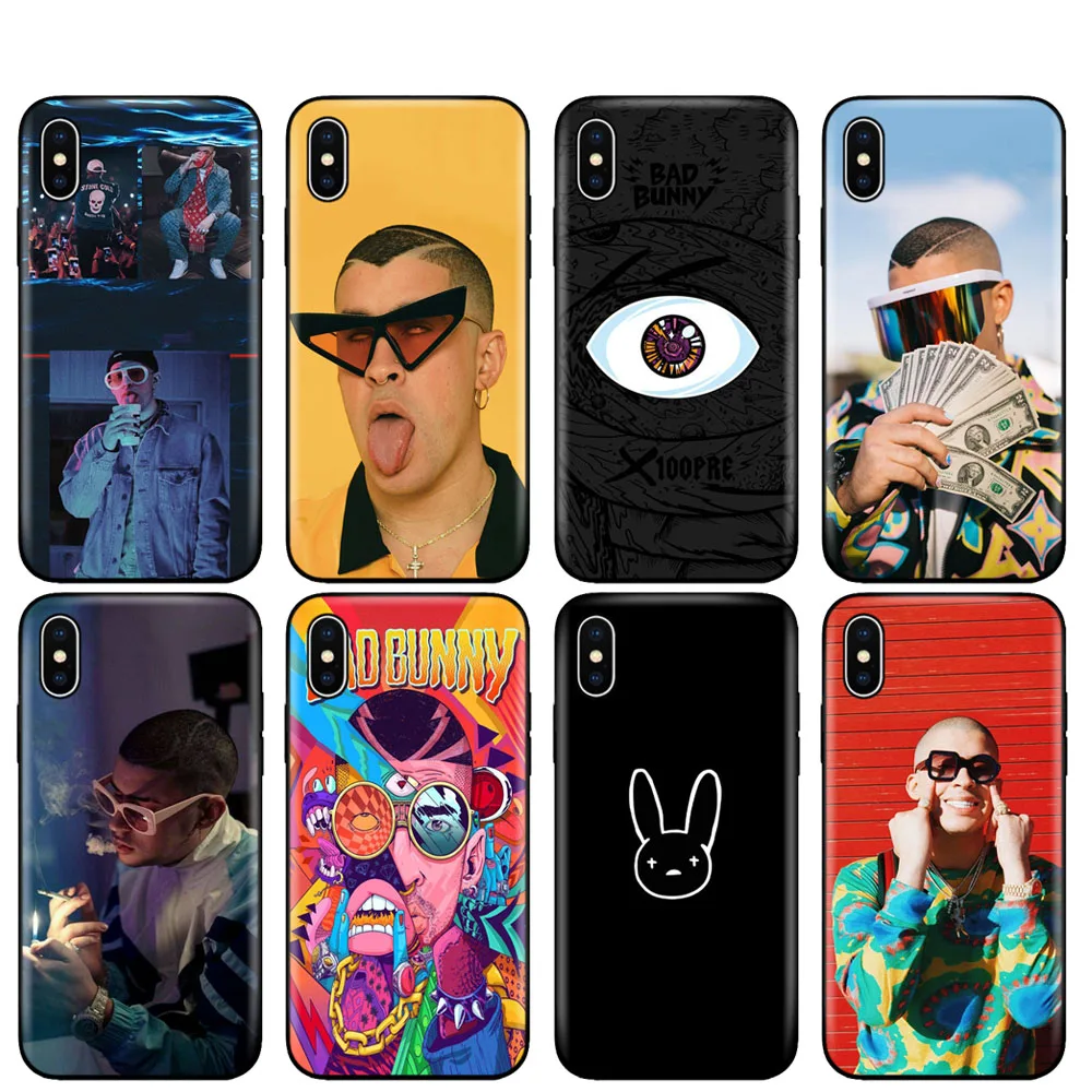 Черный чехол из ТПУ для iphone 5 5s se 6 6s 7 8 plus x 10 силиконовый XR XS 11 pro MAX Bad Bunny