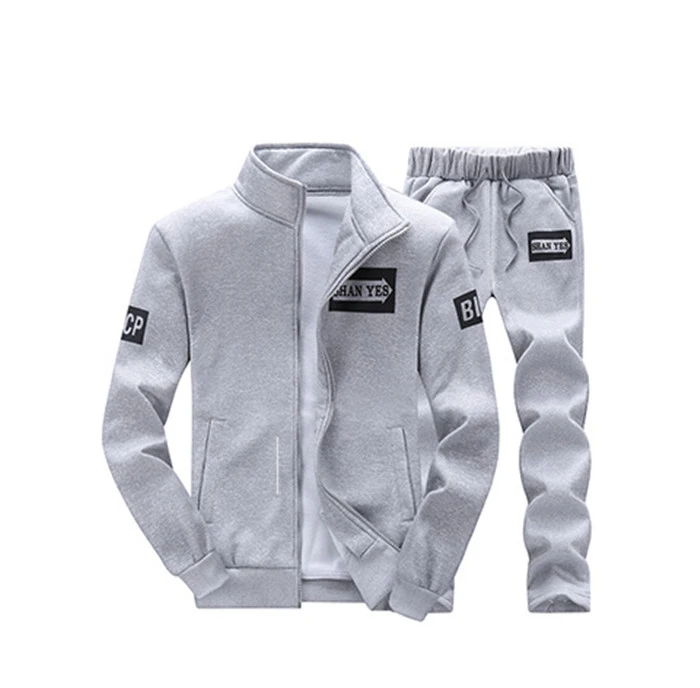 Sweat Suit Casual Tracksuit Men Sweatshirts Slim Men Set Pants Suits Solid Long Sleeved Male Clothing Hoodie+Pants Men New - Цвет: 22 Gray Suit