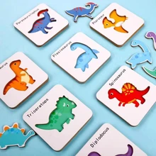Puzzle en bois 7Styles pour enfants, jouets éducatifs, dessin animé, animaux, Fruits, carte cognitive, Puzzle en bois pour enfants