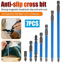 

7Pcs Magnetic Anti-Slip 1/4 Inch PH2 Electric Screwdriver Bits Nutdrivers Set 25/50/65/70/90/125/150mm Precision Power Tool