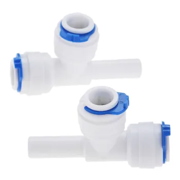 

T Shape 3 Way RO Water 3/8"OD Hose Coupling 3/8" Pipe Reverse Osmosis Aquarium System Plastic Quick Fitting Connector