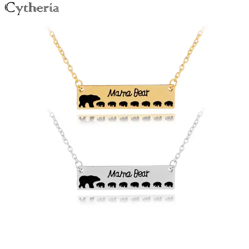 mama bear necklace with cubs