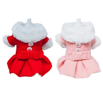 

Luxury Woolen Coat Dog Christmas Clothes Female Pet Two Feet Dog Jacket For Chihuahua Yorkshire Winter Warm Apparel For Wedding
