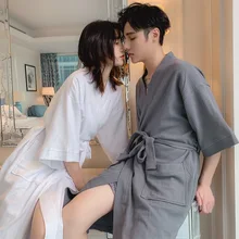 Весенние Новые парные пижамы, женская ночная рубашка, Хлопковое полотенце, материал для отеля, для салона красоты, банный халат, Мужская домашняя одежда