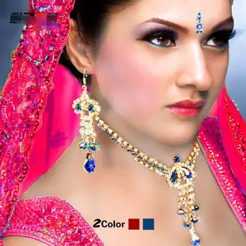 

Two Colors Ethnic Nepal Indian Saree Necklace Dancing Earrings for Women Accessory Party Gift Necklace+Earrings