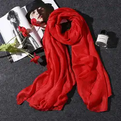 2018 Новая мода 9 цветов женский шарф винтажный женский сплошной цвет черный красный белый шарфы с основой летний женский длинный шарф