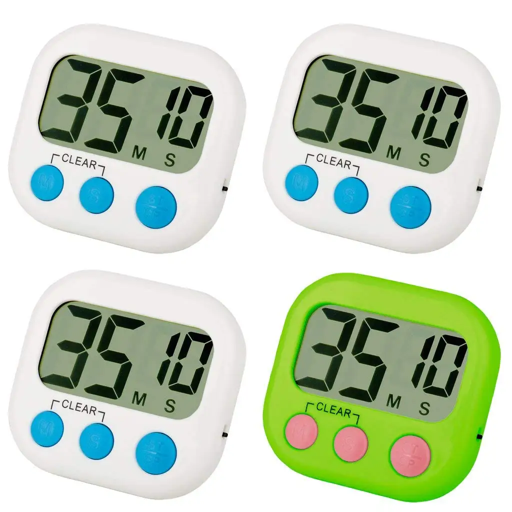 Kitchen Timer 4 Pack Small Digital Electronic Loud Alarm Magnetic Backing ON/OFF Switch Minute Second Countdown W | Дом и сад