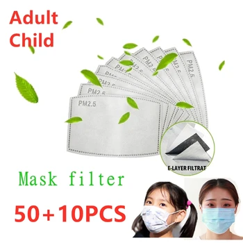 

60 PCS Adult Children Activated Carbon Filter Pads For PM2.5 Mask Filter Mouth Face Protective Skin Friendly Dustproof Pad