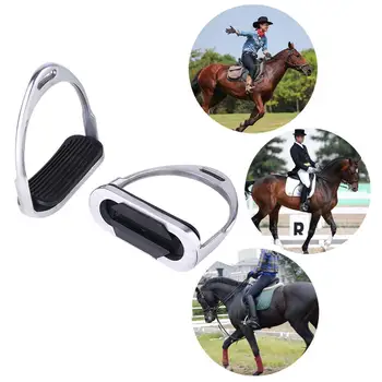 

1 Pair Metal Safety Stirrups Horse Riding Rubber Treads Stirrup Accessories