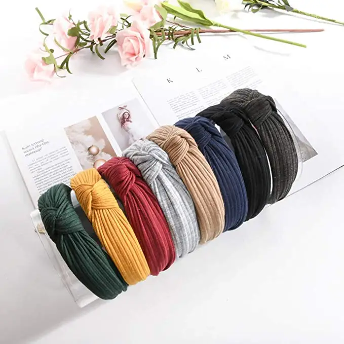 

Christmas Headband 8PCS Retro Fabric Knotted Headband For Women Girls Korean Version Headband Hair Partys Accessories Wholesale