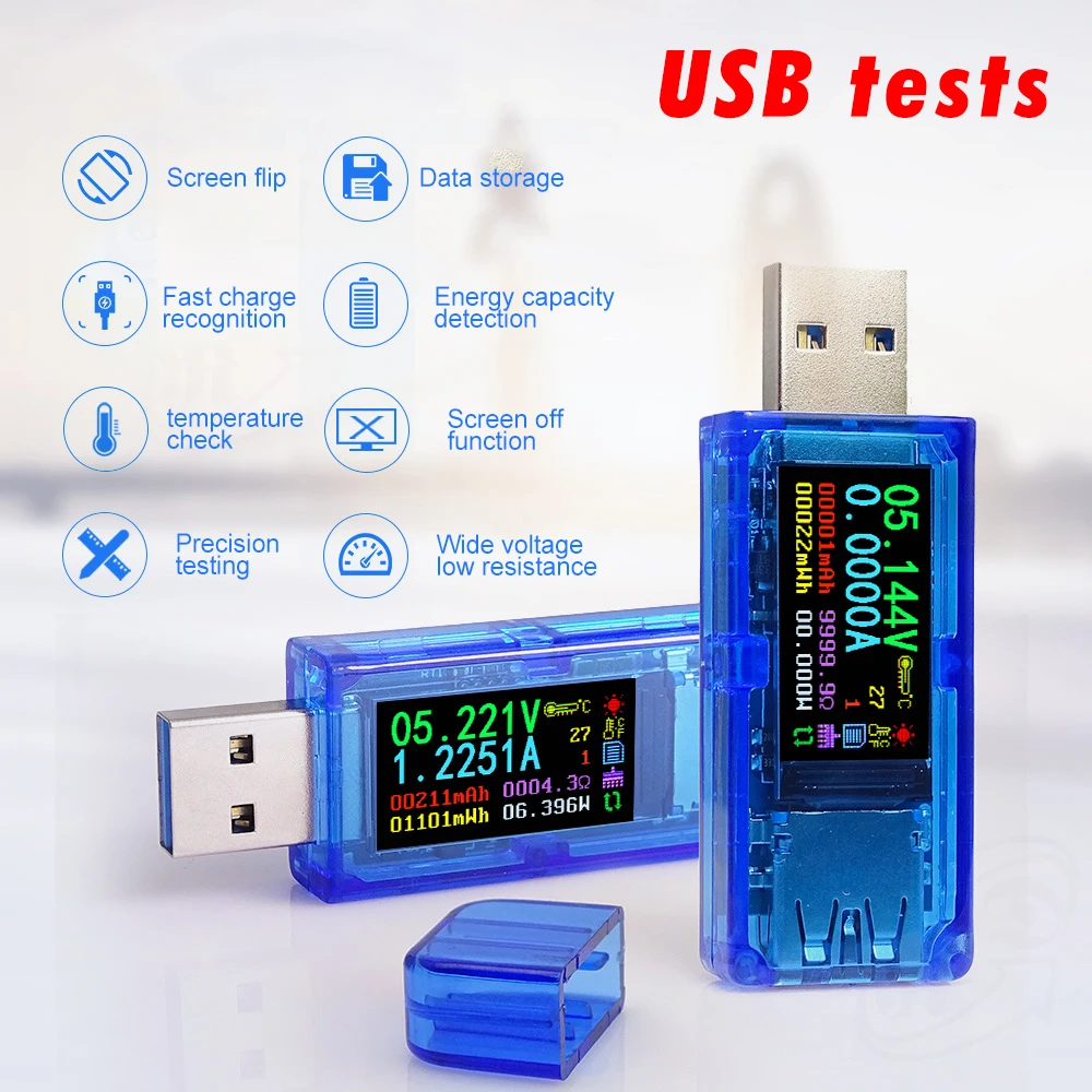 Digital Multimeter 5 digits USB 3.0 LCD Voltmeter Ammeter Voltage Current Meter Battery Charge Power Bank Display Tester AT35