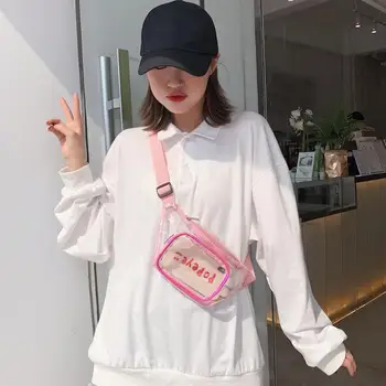 

Clear PVC Women Waist Belt Bags Transparent Girls Fanny Chest Packs Zipper Fashion Phone Pouch