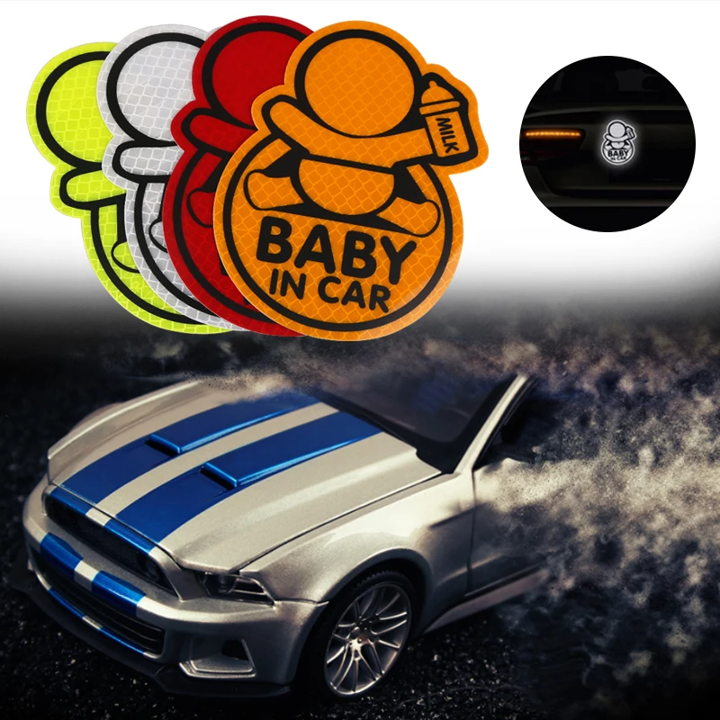 Car personality reflective sticker baby on car for Ferrari Porsche Audi BMW Toyota Honda Chevrolet Volkswagen Mitsubishi Nissan