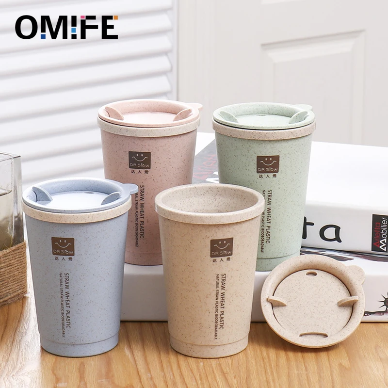 Omife пшеничная соломенная кружка для путешествий кофейная чашка с крышкой двойные