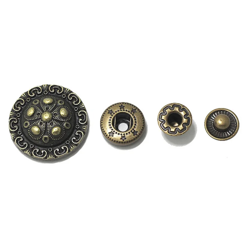 10pcs 15/17/25mm Retro Metal Snap Buttons Fastener Wallet Leather Buckles Clothes Combined Button DIY Garment Accessories D3 7|snap fastener|buttons