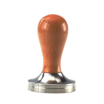 

Ecocoffee Beech Wooden Handle 304 Stainless Steel Coffee Tamper 58mm Barista Coffee Accessories 2019 New Stocked