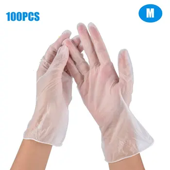

Disposable transparent gloves pvc Beauty tattoo protective gloves Labor insurance industrial gloves 100pcs