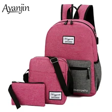 Рюкзак 11, 12, 13, 13,3, 14, 15, 15,6 дюймов, сумка для ноутбука, зарядка через usb, дизайн с отверстием для наушников, 3 комплекта, сумки с сумкой через плечо для женщин и мужчин