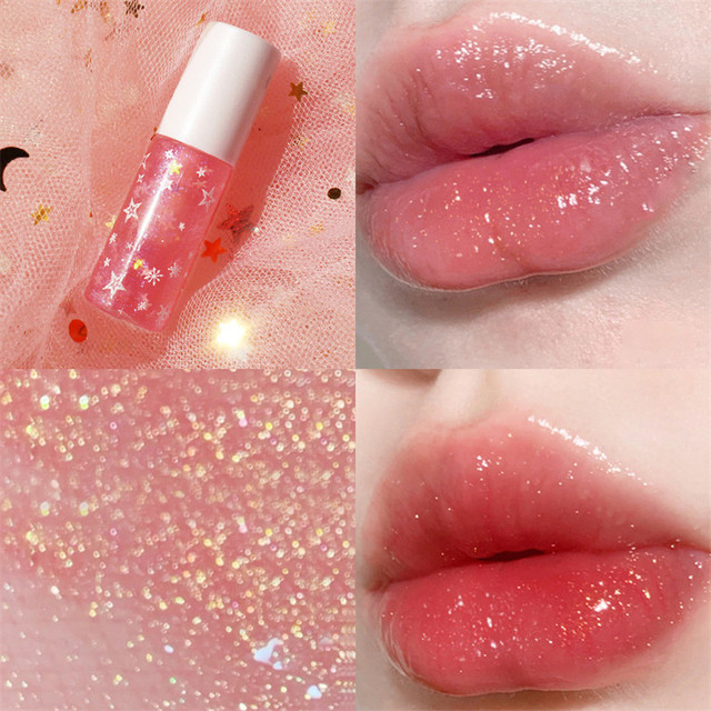 Colors Shiny Jelly Lip Gloss Shimmer Liquid Lipstick Moisturizing Lip Tint Waterproof Lasting Nourishing Lip Makeup Cosmetics