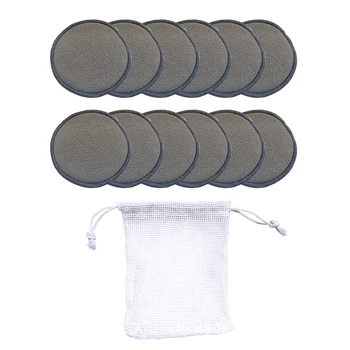 

12 PCs Skin Care Reusable Bamboo Fiber Soft Portable Solid Round Makeup Remover Pad Washable Cleaning Cosmetics Tool Face Wipes