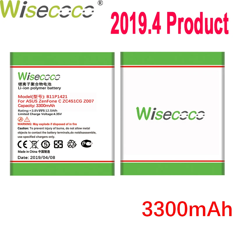 

WISECOCO 3300mAh B11P1421 Battery For Asus ZenFone C ZC451CG Z007 Mobile Phone In Stock Latest Production With Tracking Number