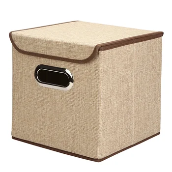 

Desktop Home Foldable Storage Box Cotton and Linen Household Items Cloth Storage Case L9