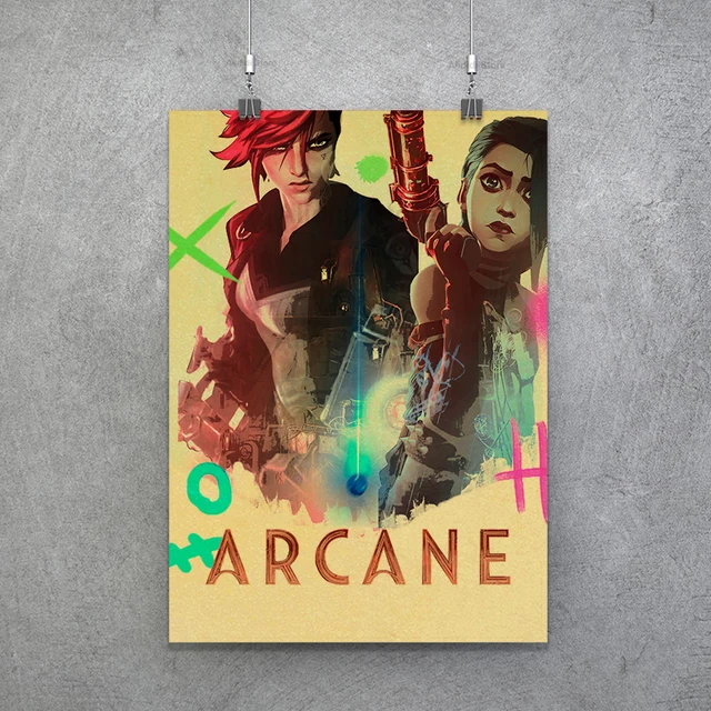 Popular TV Show Arcane Kraft Paper Poster Vi Viktor Jayce Jinx Home Decor Study Bedroom Bar Cafe Wall Paintings Stickers Posters Poster