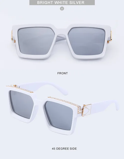  NULOOQ Retro Millionaire Sunglasses for Women Men Vintage  Fashion Flat Top Thick Frame Square Sun Glasses (Silver Frame/Silver  Mirrored Lens) : Clothing, Shoes & Jewelry