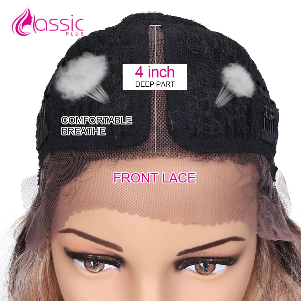 Classic Plus Ombre Synthetic Lace Front Wig Long Straight Hair Colored Wigs For Women Purple Pink Blue Ash Blonde Lace Front Wig