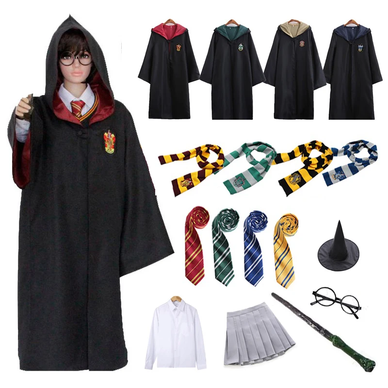 Costume per bambini Potter Hufflepuff Slytherin mantello Hermione uniforme  scolastica donna uomo Costume di Halloween Cosplay - AliExpress