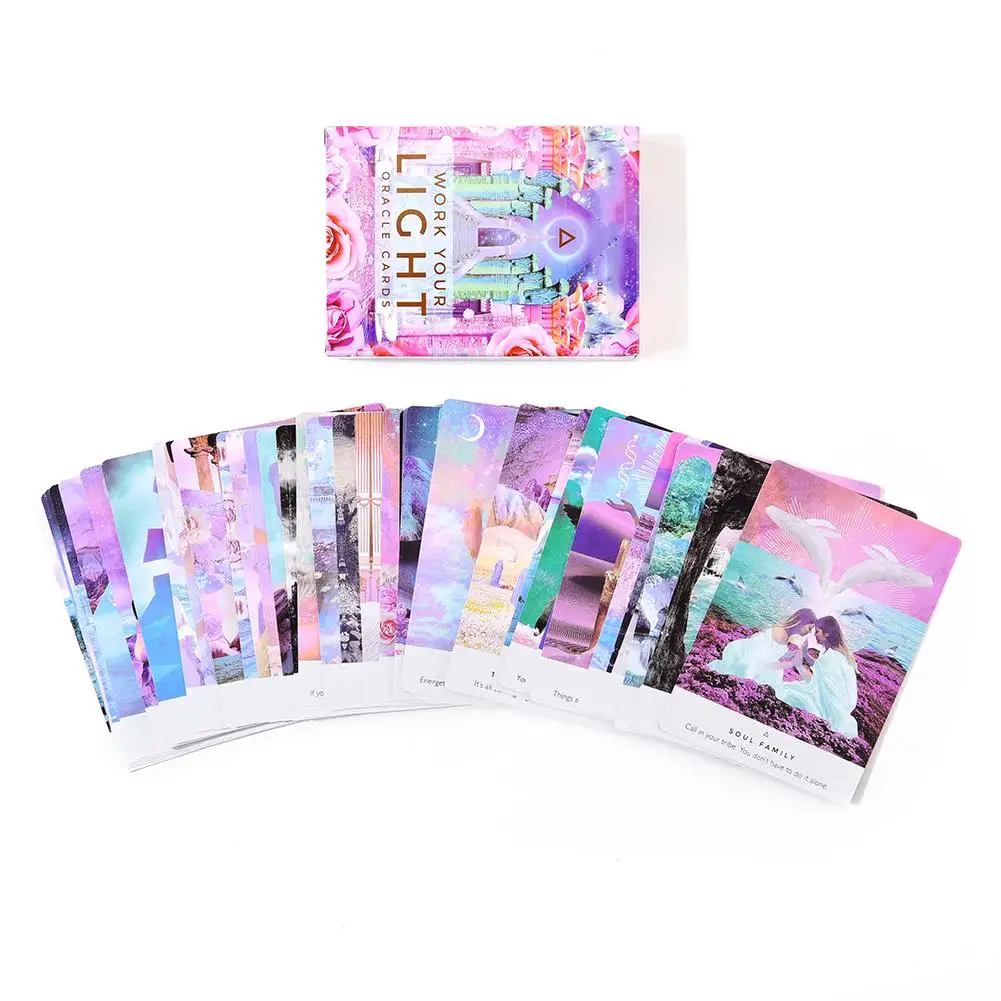 44 Pcs Oracle Tarot Cards Sheets Work Your Light Oracle Card Board Deck Games Palying Cards Game Entertainment