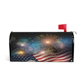 

American Flag Patriotic USA Magnetic Mailbox Cover MailWraps 4Th Of July Memorial Day Firework Star Mailbox Wraps
