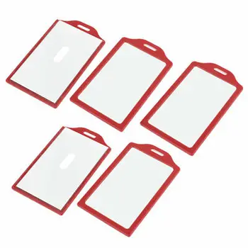 

5 Pcs Portable Hole Luggage ID Name Label Card Protector Holder Red