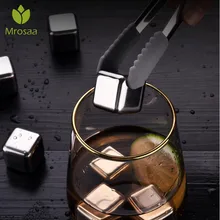 Mrosaa 4/6/8 шт многоразовая нержавеющая сталь Виски камни охладители вино, напитки кулер кубики льда для виски камни с Пластик коробка