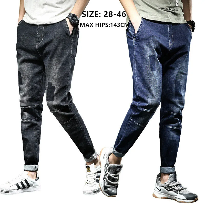 Черные мужские джинсы большого размера, мужские джинсовые брюки, синие брюки в стиле хип-хоп, обтягивающие Стрейчевые брюки Erkek Kot Pantolon Roupas