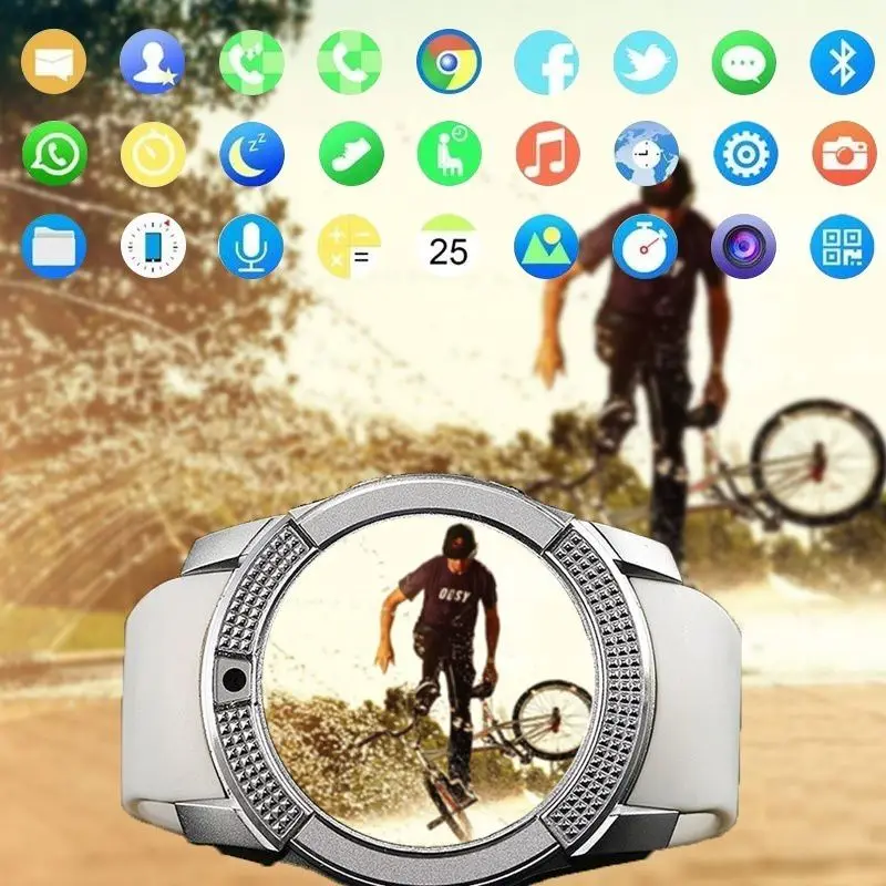 V8 Smart Watch Men Bluetooth Sport Watches Women Ladies Rel gio Smartwatch with Camera Sim Card Slot Android Phone PK DZ09 Y1 A1