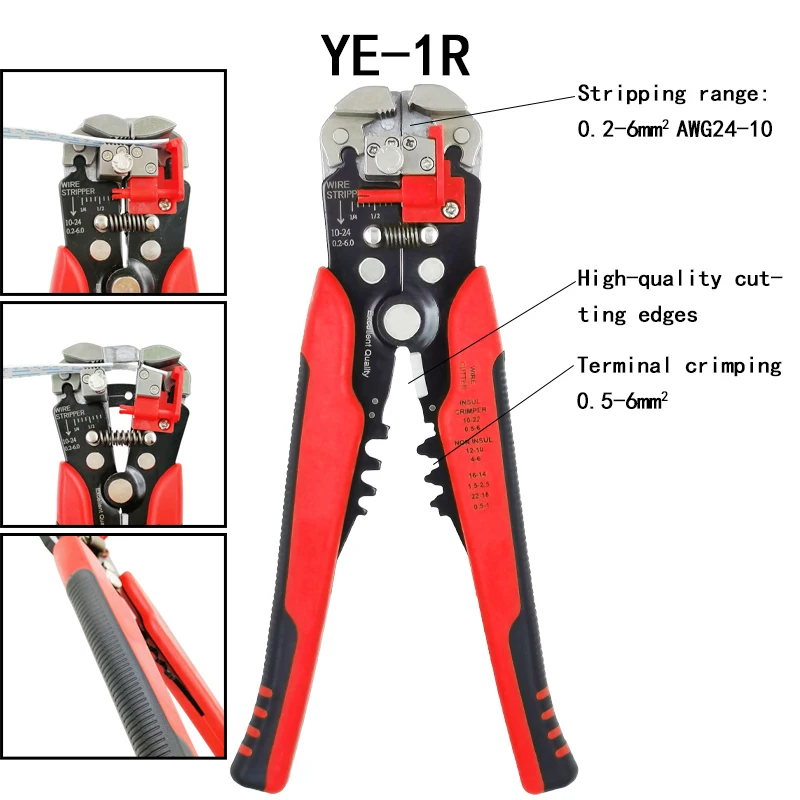 YE-1R HSC8 10SA обжимные плоскогубцы 0,25-10мм2 23-7AWG HSC8 6-6A/6-4A Клеммная коробка для труб бренд мини Тип круглый нос европейские плоскогубцы инструменты - Цвет: YE-1R