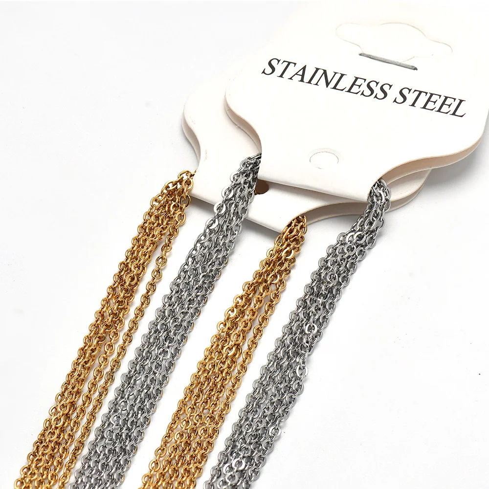 5Pcs/Lot Stainless steel chain necklace, Thin cable
