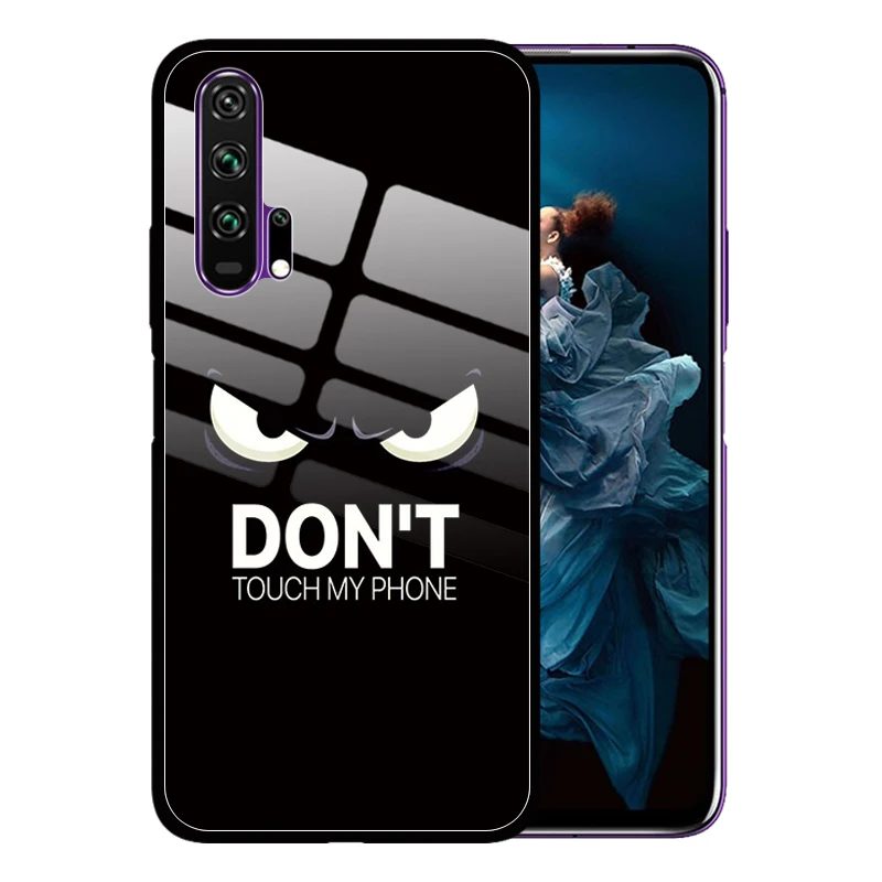 

Don't Touch My Phone Tempered Glass Case for Huawei Honor 20 Pro 9X 8X 10 Lite V20 6X V10 9N Anti-Scratch Cover