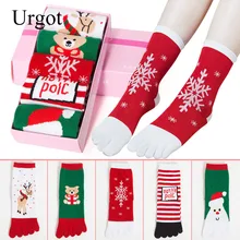 Urgot, 5 пар/лот, модные женские забавные мультяшные носки хлопчатобумажные, пять носок с пальцами, повседневные Мягкие носки для женщин, рождественские носки