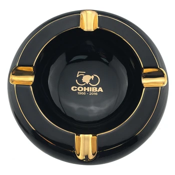 

Round Cigar Ashtray Holder 4 cigar Portable Ceramic Travel Cigarette Ashtray Home Use With Gift Box Table Decor