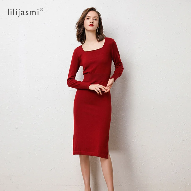 Новинка 2019 женское Трикотажное короткое платье шерстяное кашемировое