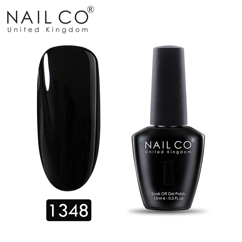 NAILCO, новинка, 15 мл, УФ Гель-лак, лак для ногтей, набор красок, маникюр, геллак, Полупостоянный Гибридный гвоздь, искусство, макияж, Черный Гель-лак для ногтей - Цвет: 1348