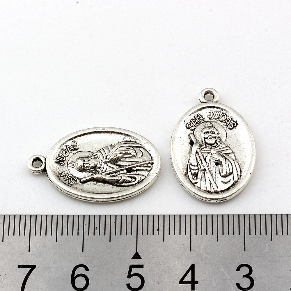 12Pcs San Judas Tadeo Charm Pendants For Jewelry Making Bracelet Necklace DIY Accessories 16x26mm A-450 6